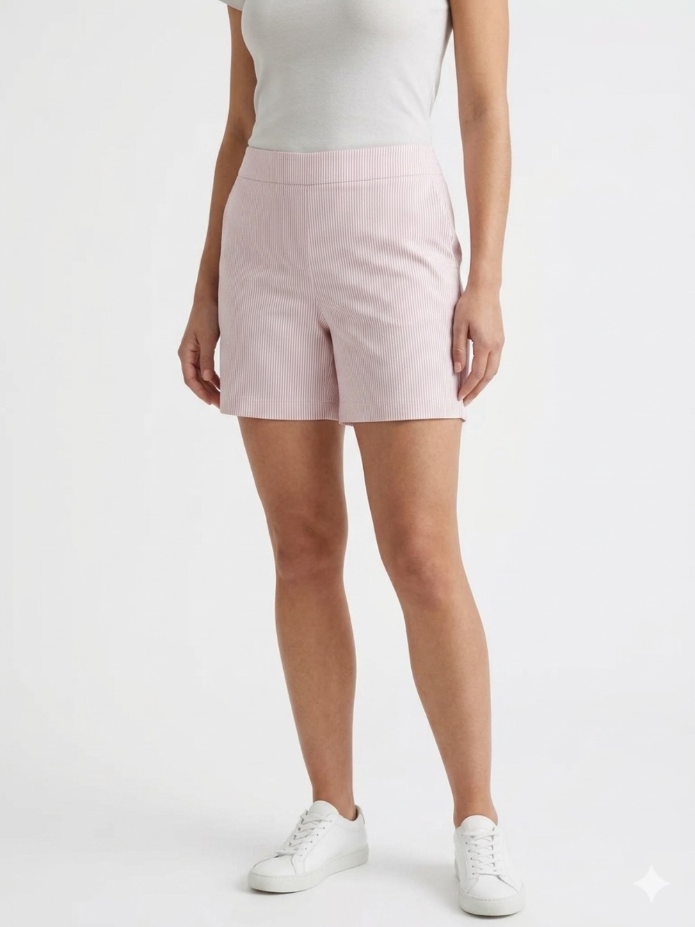 Nanette Lepore Pink White Pinstripe Shorts L NWT Sporty Modern Prep